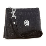 Black "Croc" Wristlet w/ Silver Accents image 1