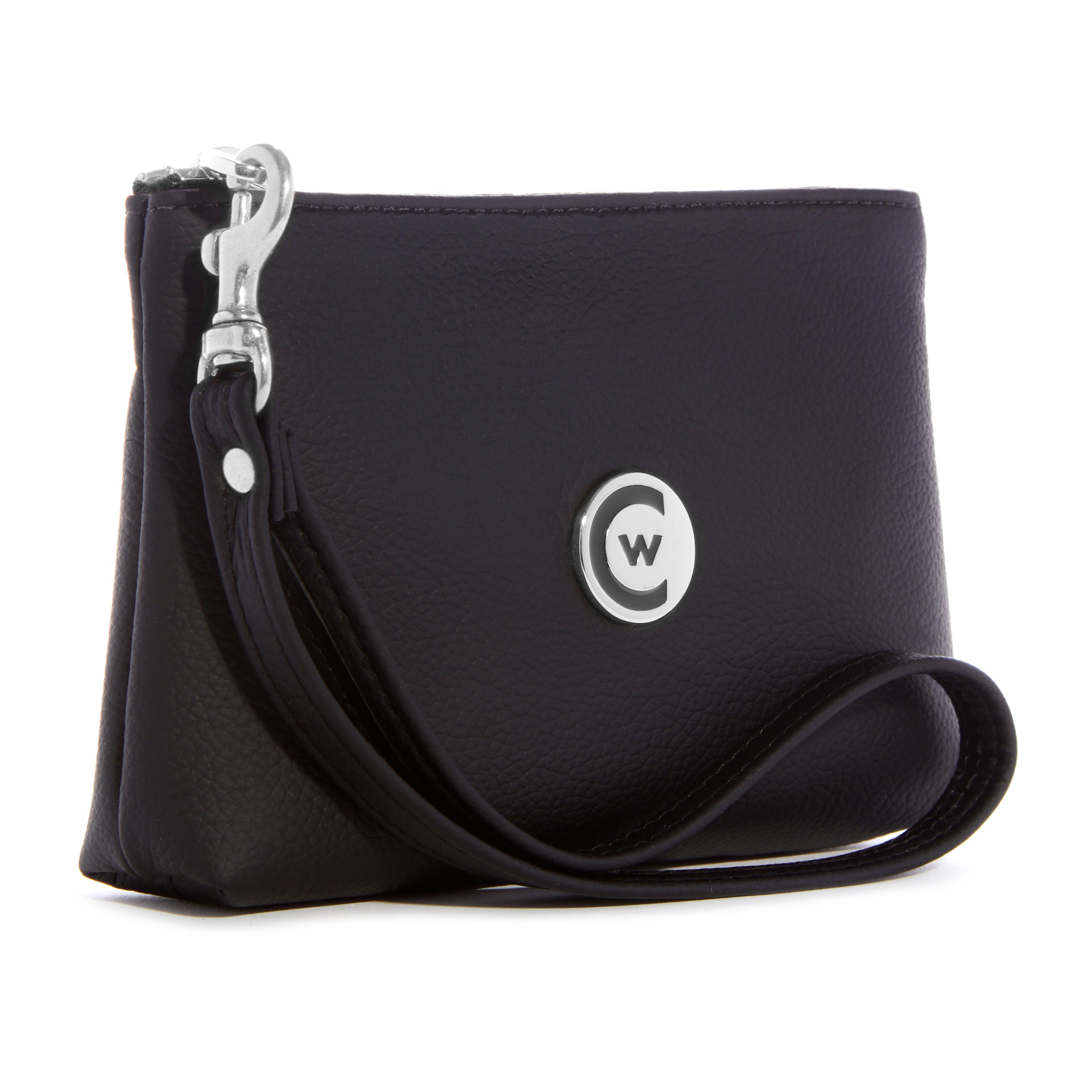 Black Smooth "Leatherette" Wristlet w/ Silver Accents image 1