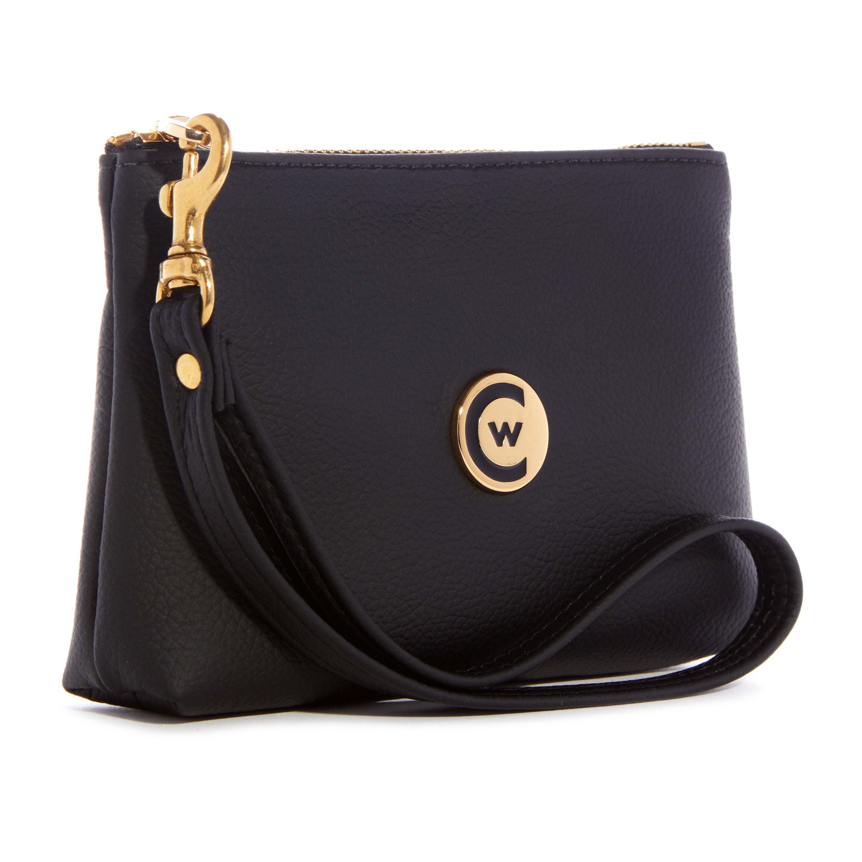 Black Smooth "Leatherette" Wristlet w/ Gold Accents image 1