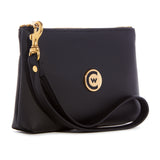 Black Smooth "Leatherette" Wristlet w/ Gold Accents image 1