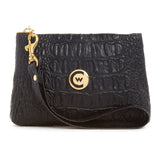 Black "Croc" Wristlet w/ Gold Accents image 0
